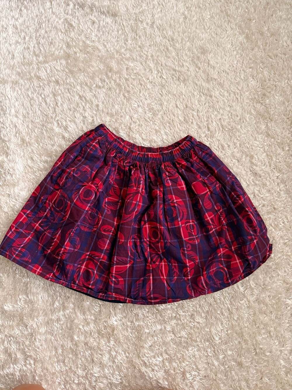 Tea Collection Girls Rose Plaid Print Twirl Skirt Size 12
